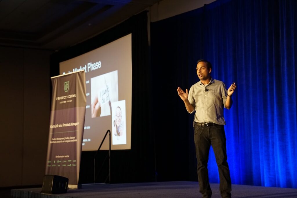 Master public speaking confident executive on stage captivating audience